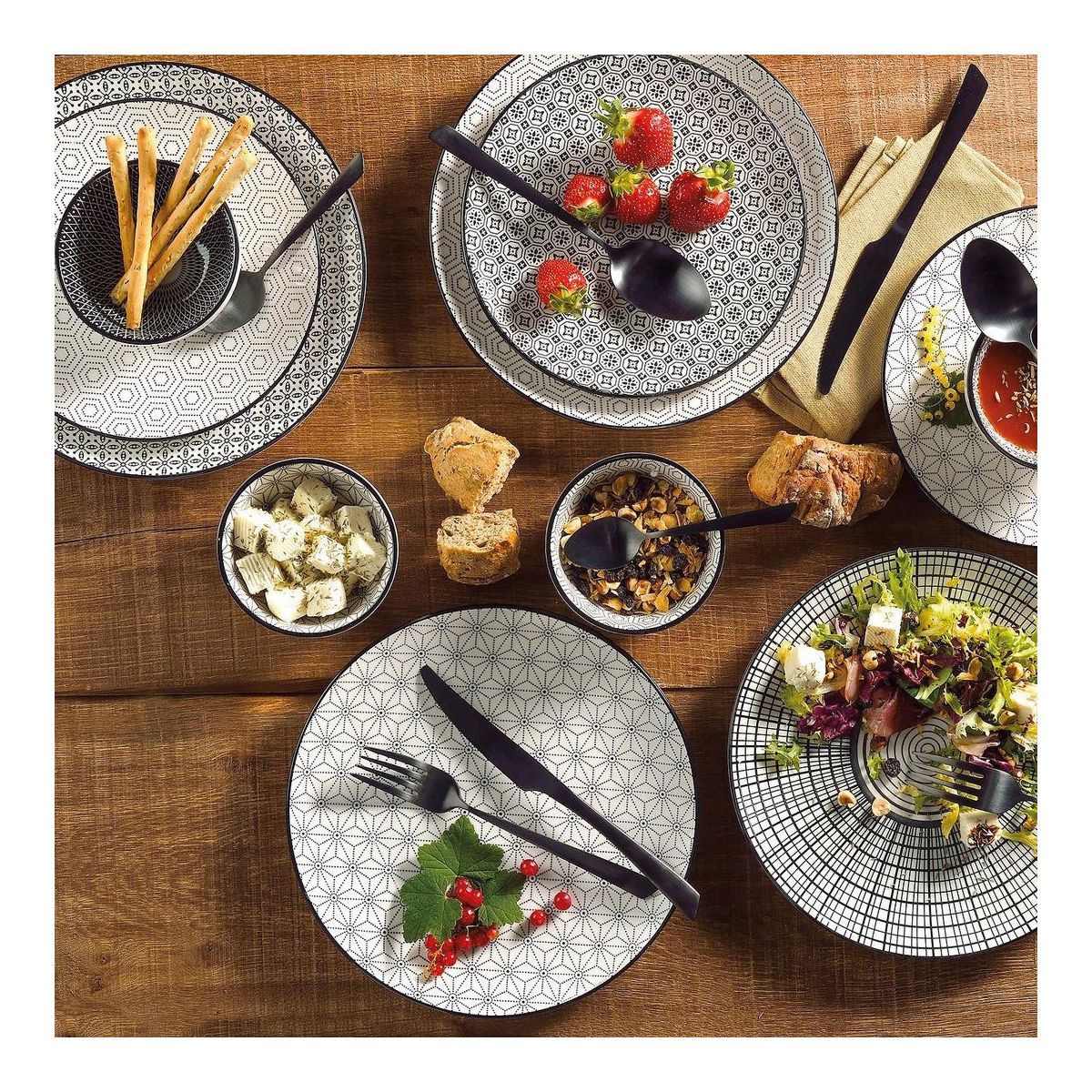 Lot de 6 grandes assiettes, KOMAE