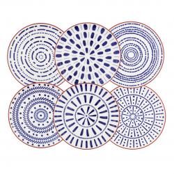 Lot de 6 grandes assiettes, SANTORIN