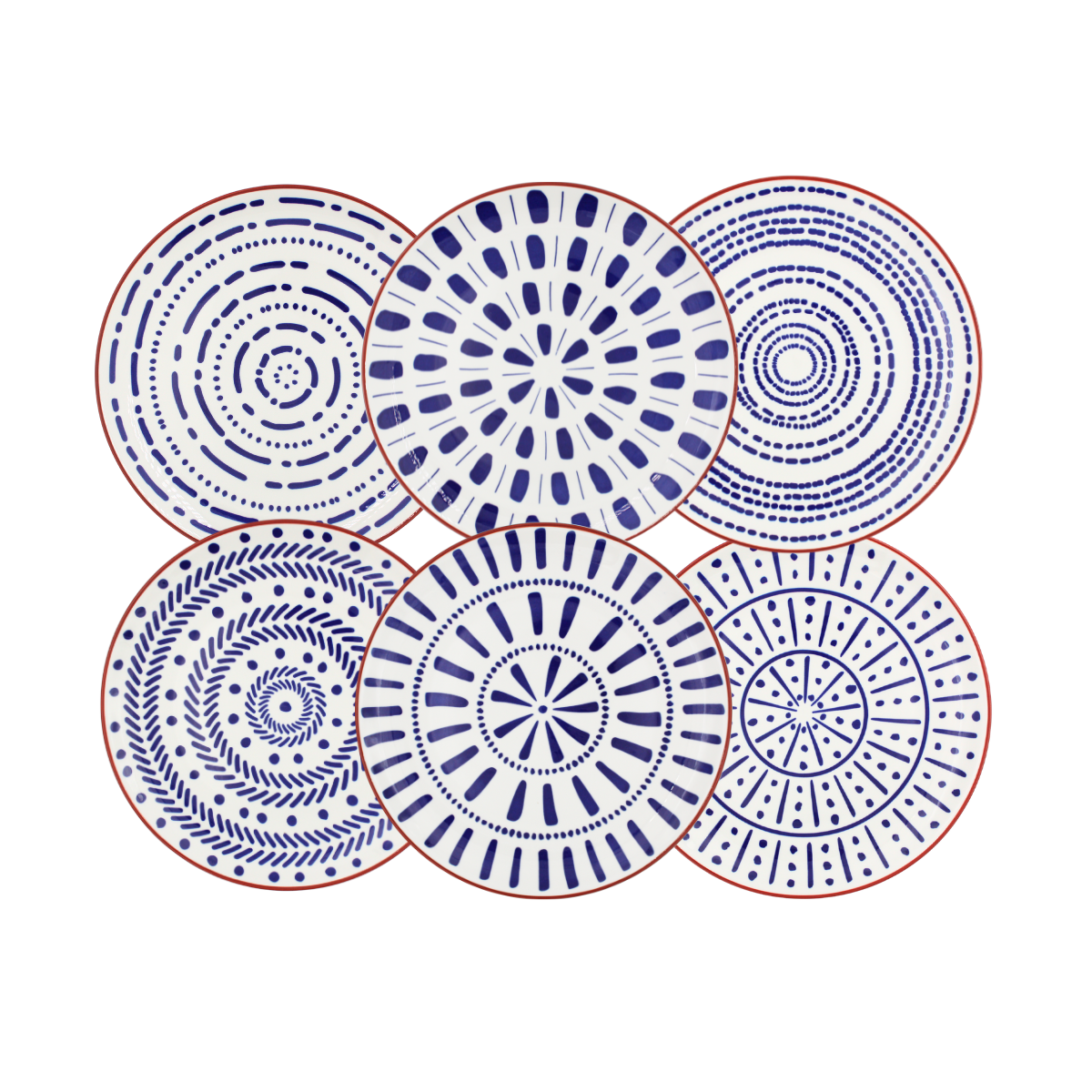 Lot de 6 grandes assiettes, SANTORIN