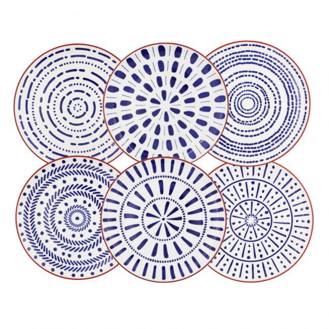 Lot de 6 grandes assiettes, SANTORIN