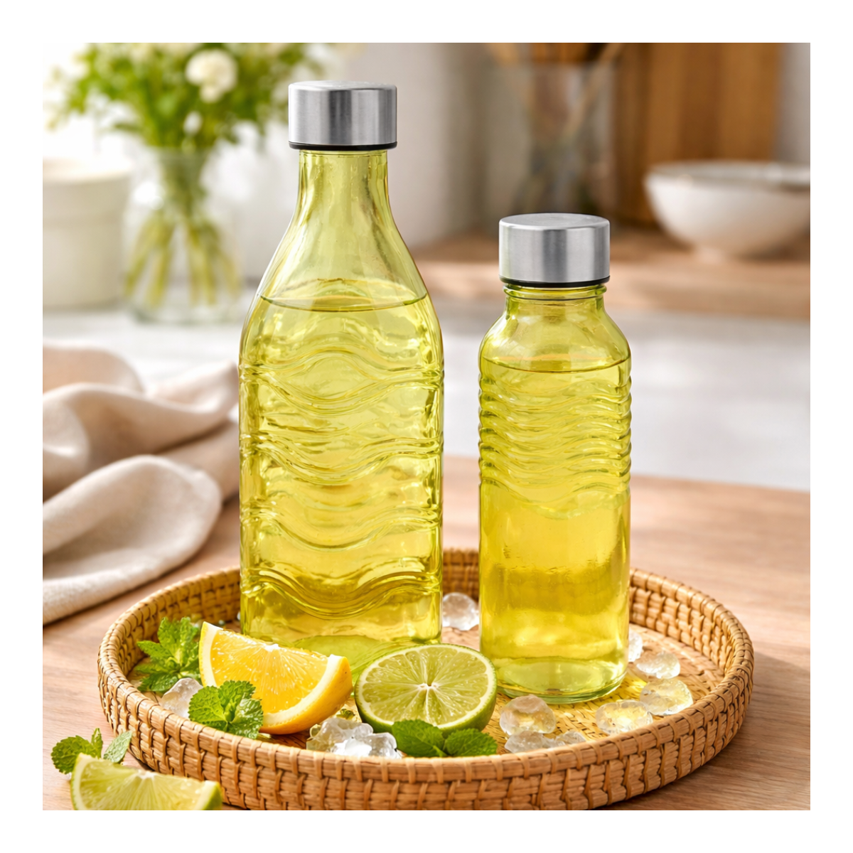 Lot de 2 bouteilles en verre