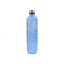 Bouteille bleue en verre coloré