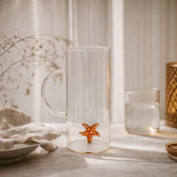 Carafe étoile de mer en verre, Ambre
