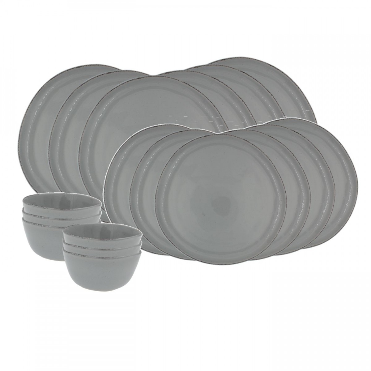 Service d'assiettes et bols 18 pièces, GALET