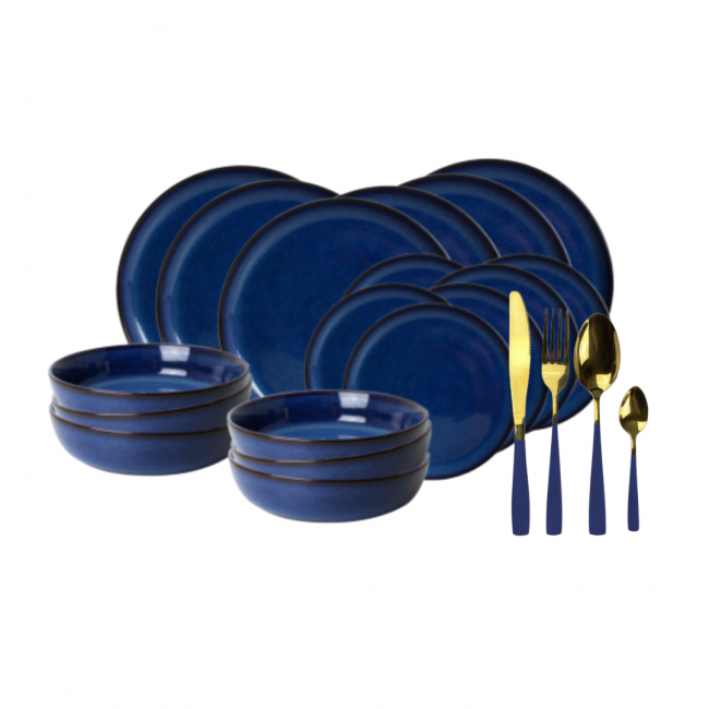 Service d'assiettes et ménagères 42 pièces, BLUE MOON