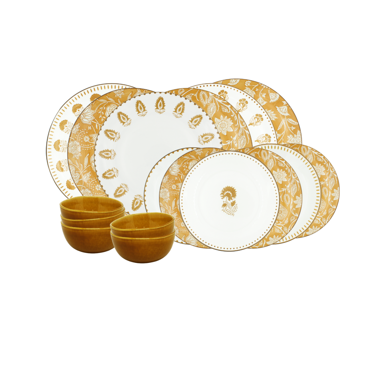 Service 18 pièces d'assiettes et bols, AMBRE