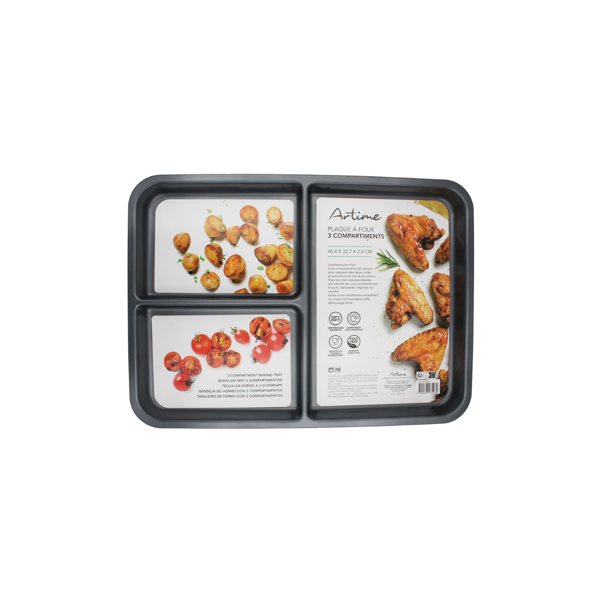 Plat à four Antiadhésif 3 compartiments, COMPARTIFOUR