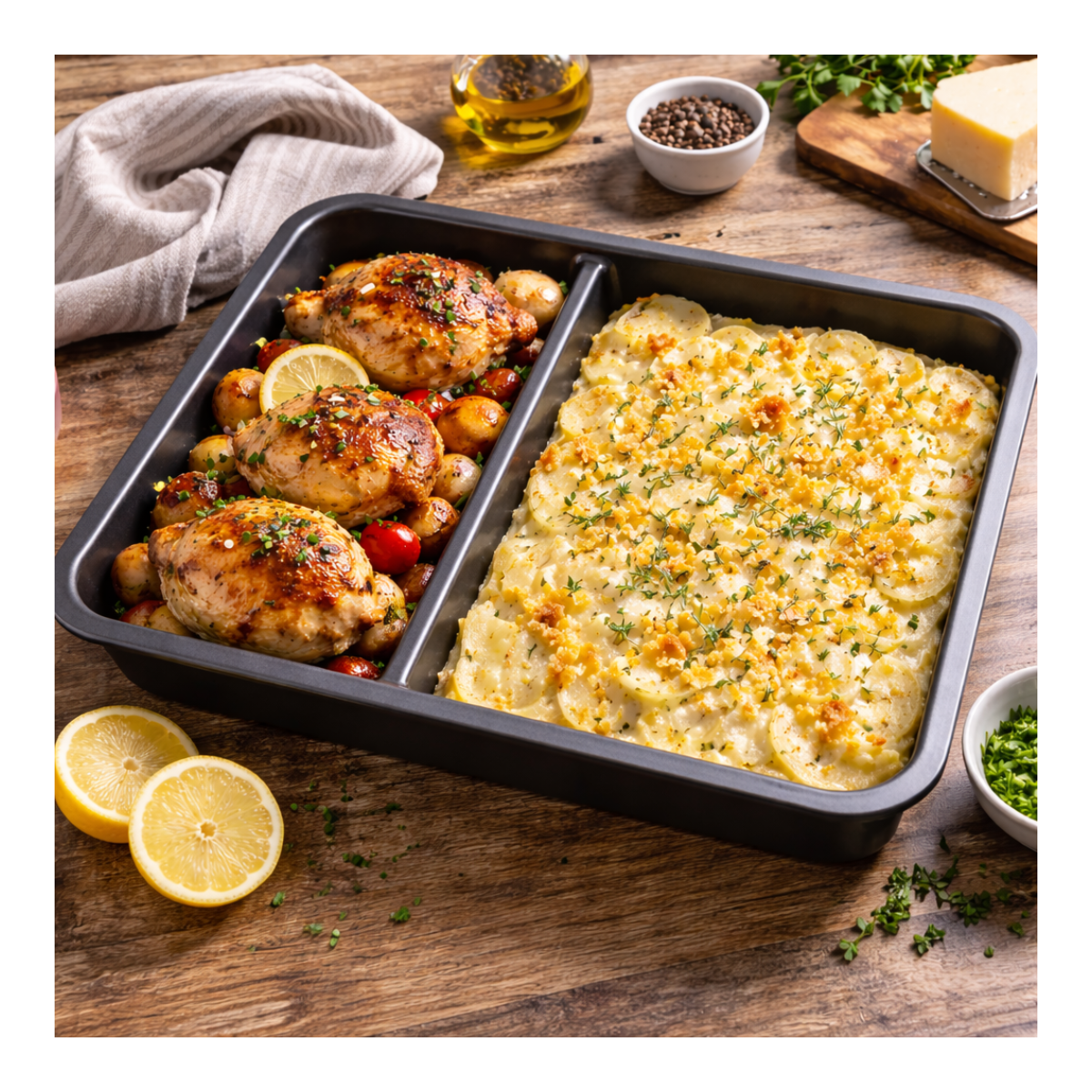 Plat à four Antiadhésif bi compartiments, COMPARTIFOUR