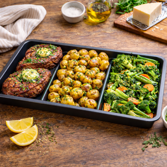 Plat à four Antiadhésif 3 compartiments rectangulaires, COMPARTIFOUR