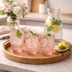 Lot de 6 verres rose, HANAE