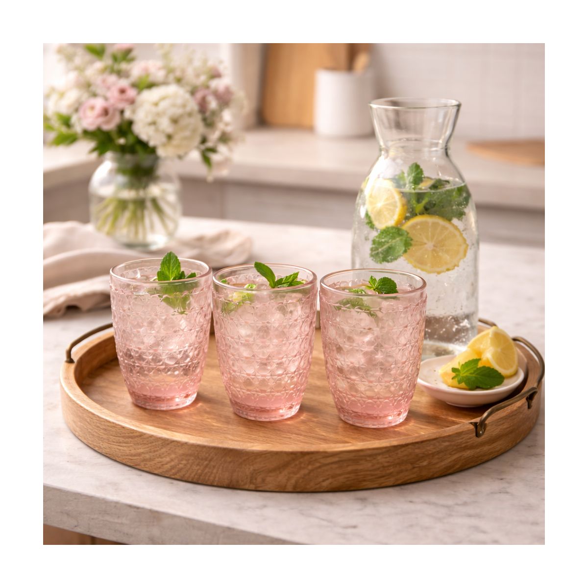 Lot de 6 verres rose, HANAE