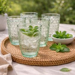 Lot de 6 verres vert, HANAE