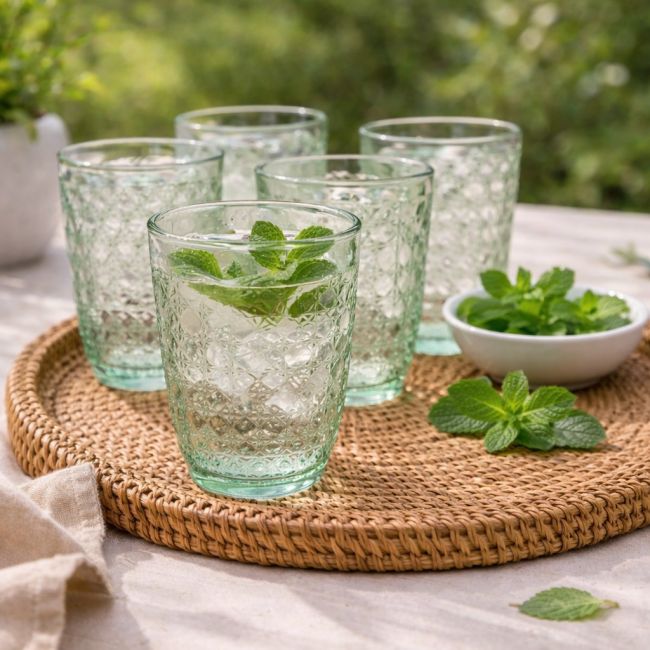 Lot de 6 verres vert, HANAE