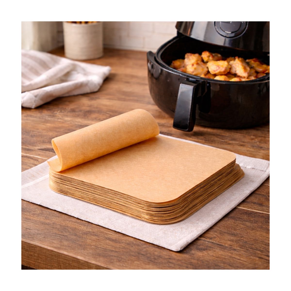 Set de 50 feuilles de cuisson sulfurisé carré, AIRFRYER