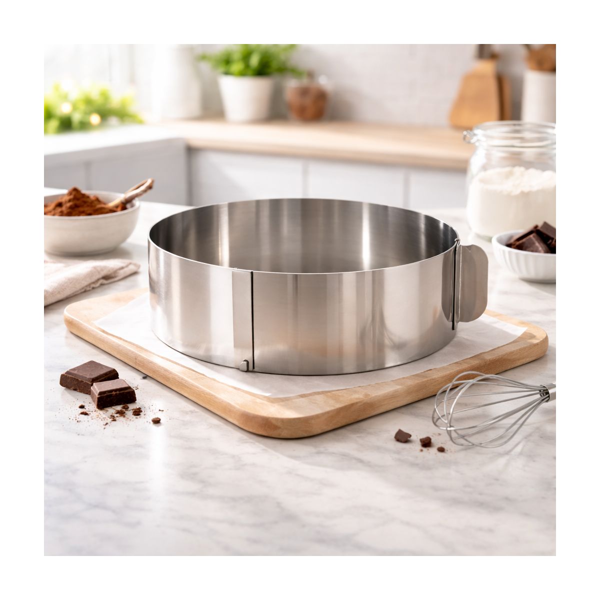 Cercle à gâteau et pâtisserie extensible, Inox
