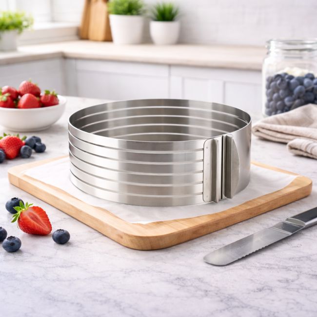 Cercle à gâteaux extensible spécial découpe en Inox