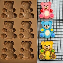 Lot de 6 mini moules en silicone forme Ours, HAPPY CAKE