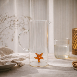Carafe étoile de mer en verre, Ambre