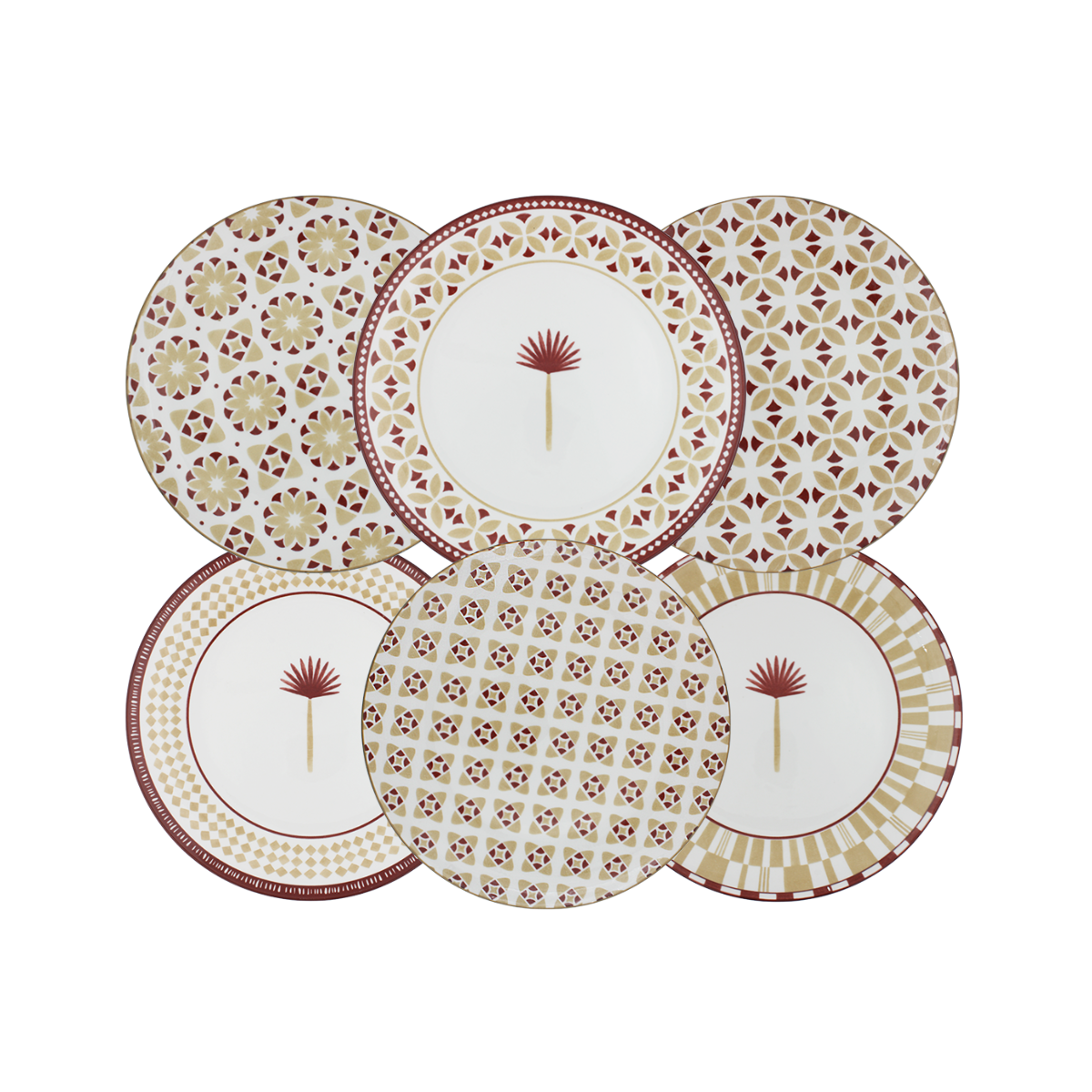 Lot de 6 grandes assiettes, SABELA