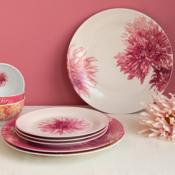 Lot de 6 grandes assiettes, FLORA