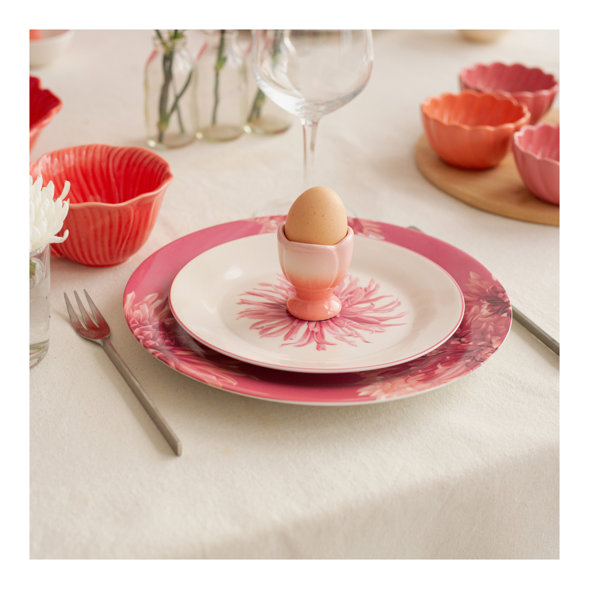 Lot de 6 grandes assiettes, FLORA