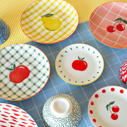 Lot de 6 petites assiettes, Fruits en Folie