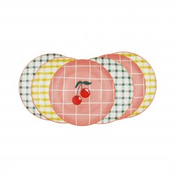 Lot de 6 petites assiettes, Fruits en Folie