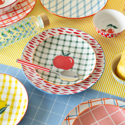 Lot de 6 grandes assiettes, Fruits en Folie