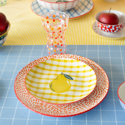 Lot de 6 grandes assiettes, Fruits en Folie