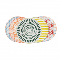 Lot de 6 grandes assiettes, Fruits en Folie