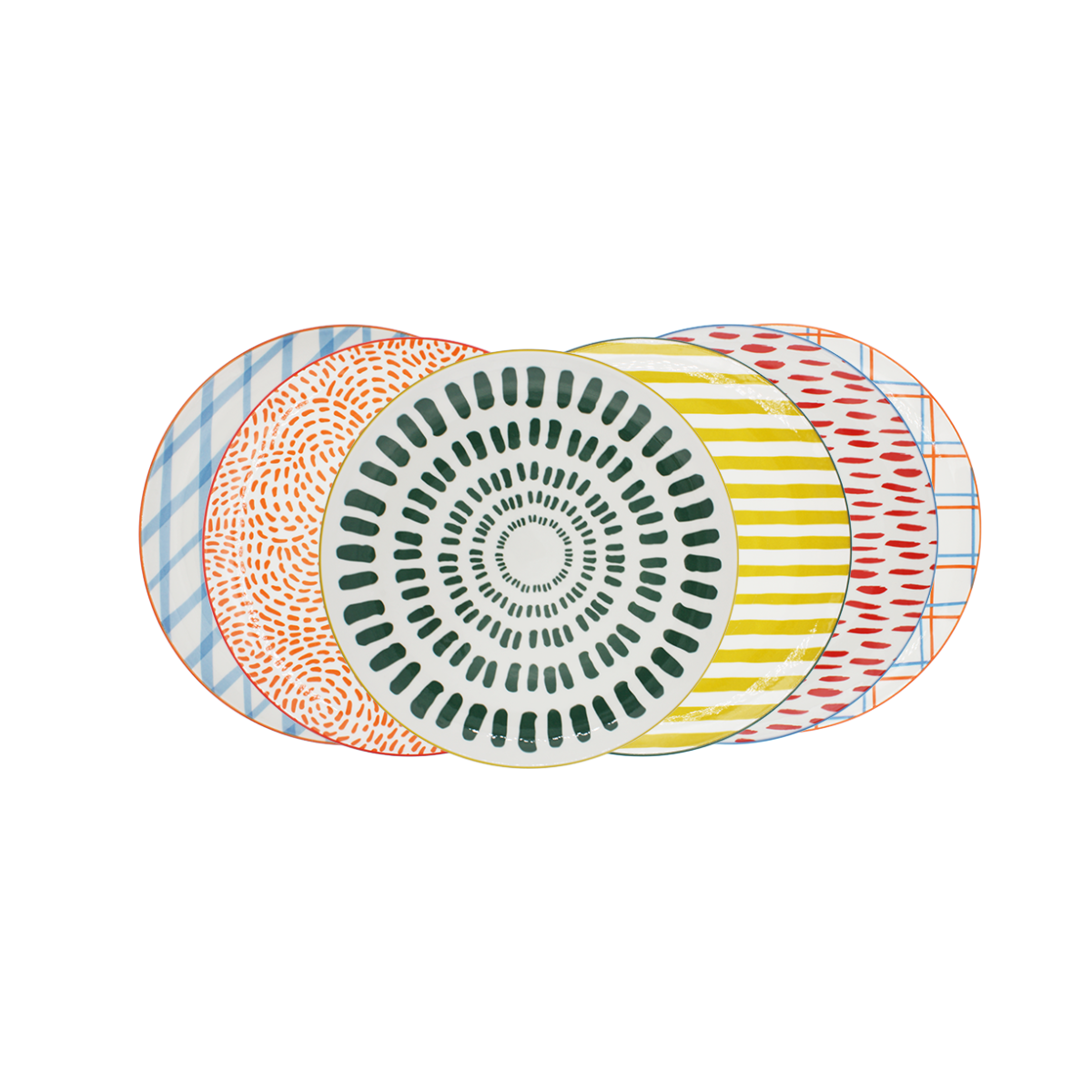 Lot de 6 grandes assiettes, Fruits en Folie