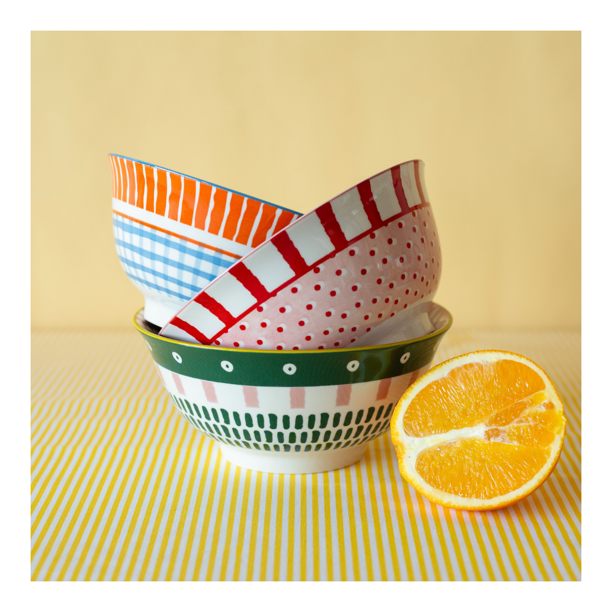 Lot de 6 grands bols, Fruits en Folie