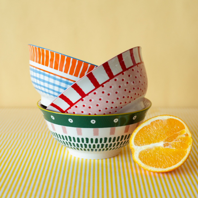 Lot de 6 grands bols, Fruits en Folie