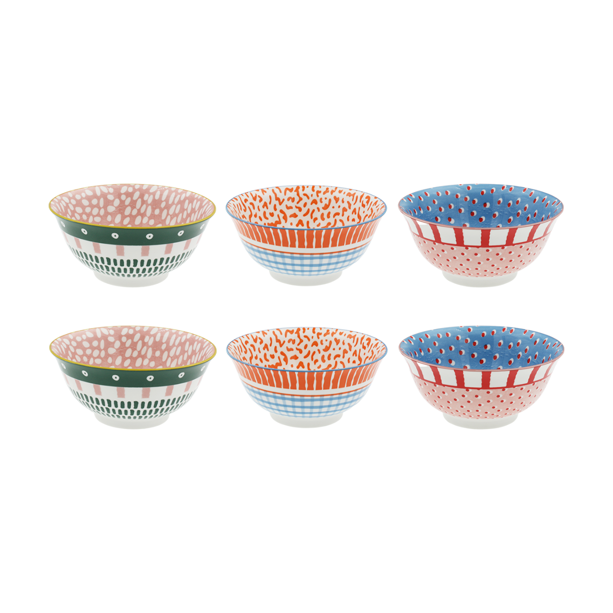 Lot de 6 grands bols, Fruits en Folie