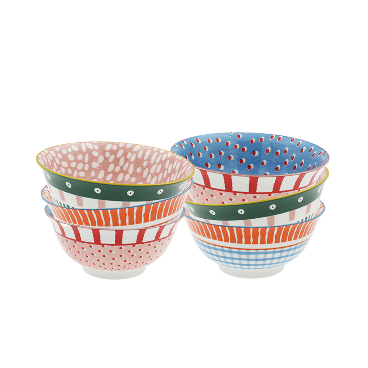 Lot de 6 grands bols, Fruits en Folie