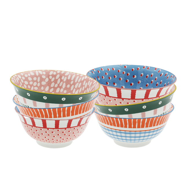 Lot de 6 grands bols, Fruits en Folie