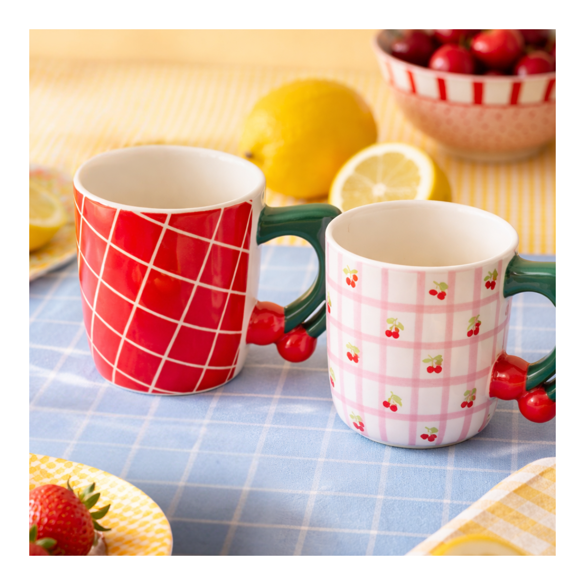 Lot de 4 mugs, Fruits en Folie