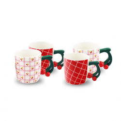 Lot de 4 mugs, Fruits en Folie