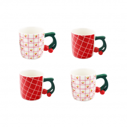 Lot de 4 mugs, Fruits en Folie
