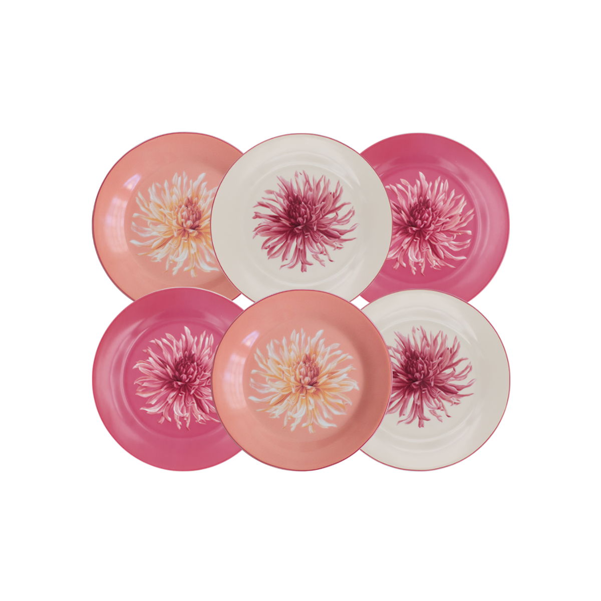 Lot de 6 petites assiettes, FLORA