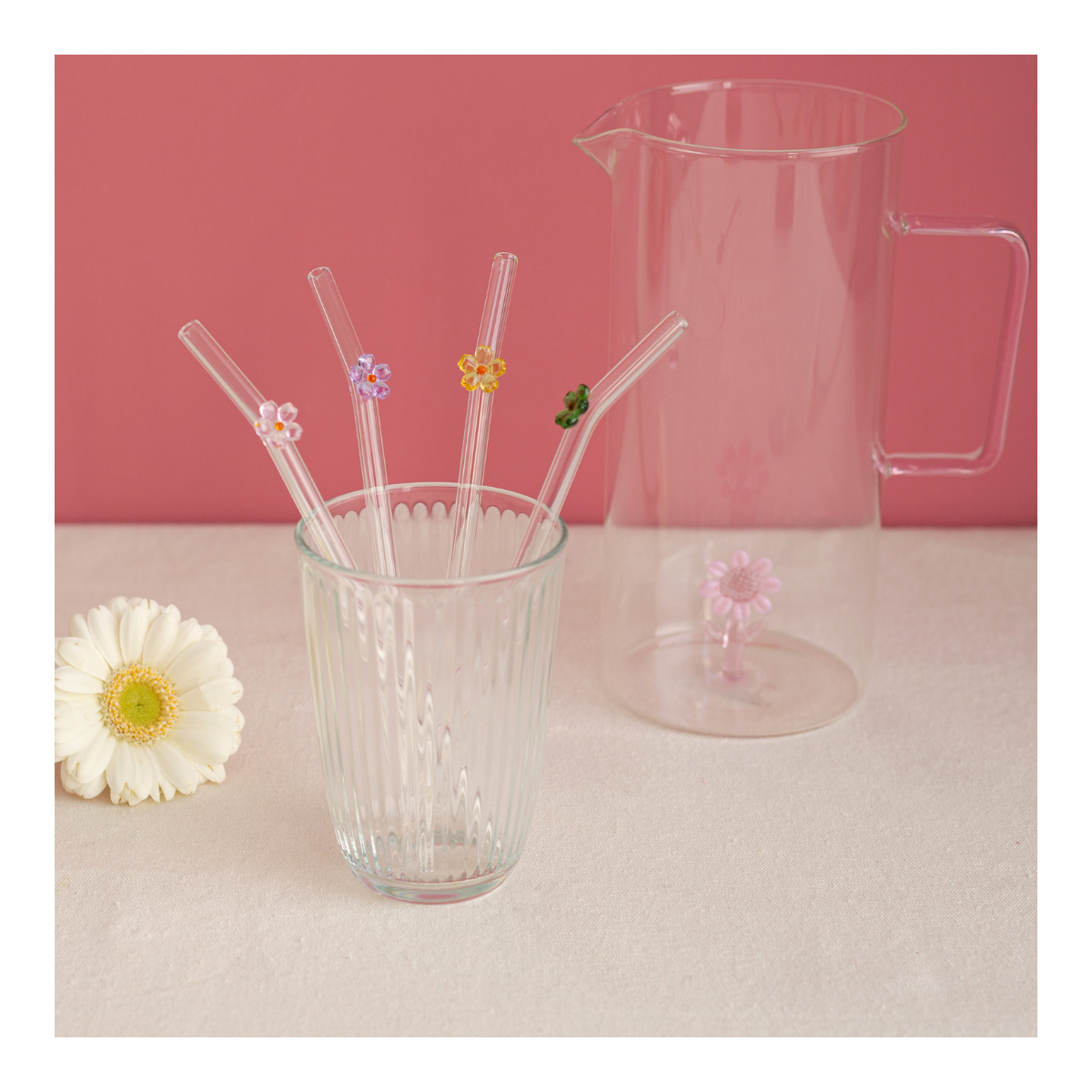 Carafe en verre avec fleur, FLORA