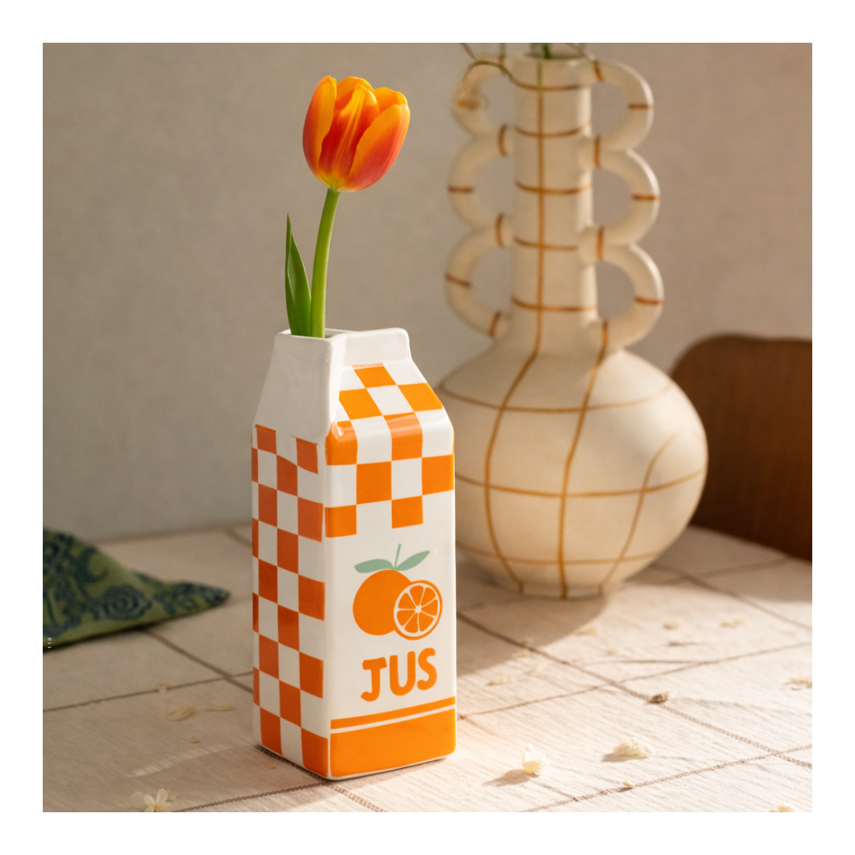 Vase brique de jus d'orange, Studio Rosalie