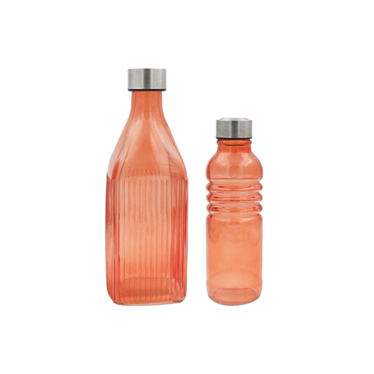 Lot de 2 bouteilles oranges en verre coloré, GLOUPOP