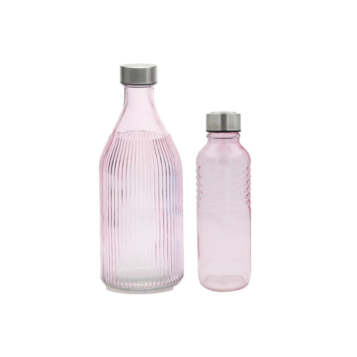 Lot de 2 bouteilles roses en verre coloré, GLOUPOP