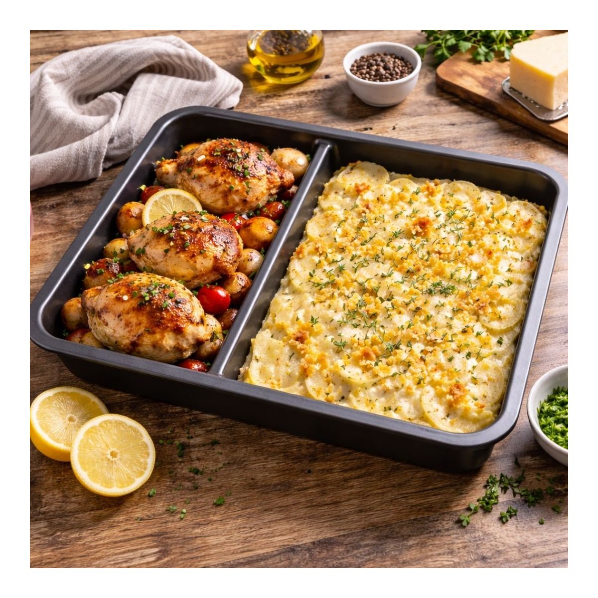 Plat à four Antiadhésif bi compartiments, COMPARTIFOUR