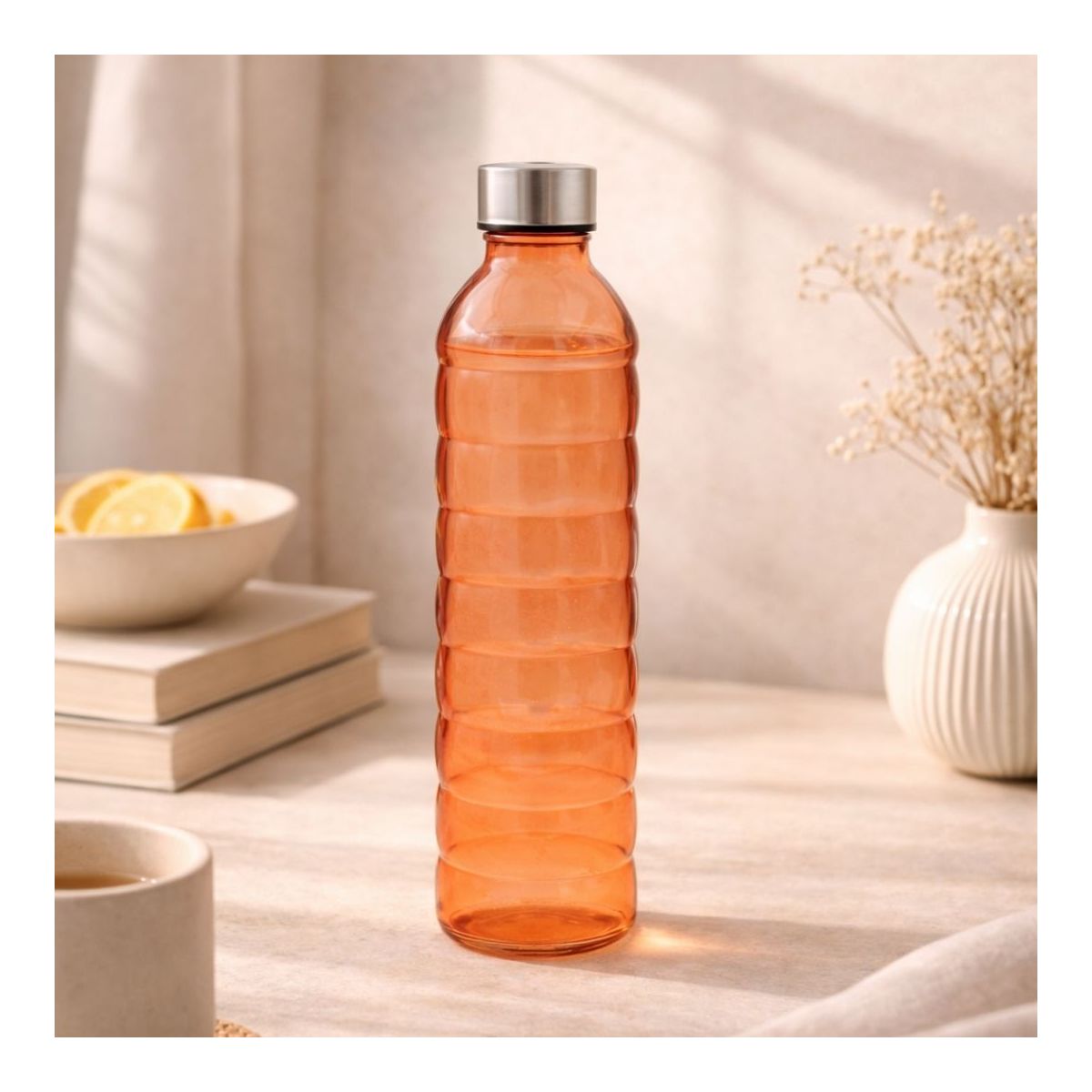 Bouteille orange en verre coloré, GLOUPOP