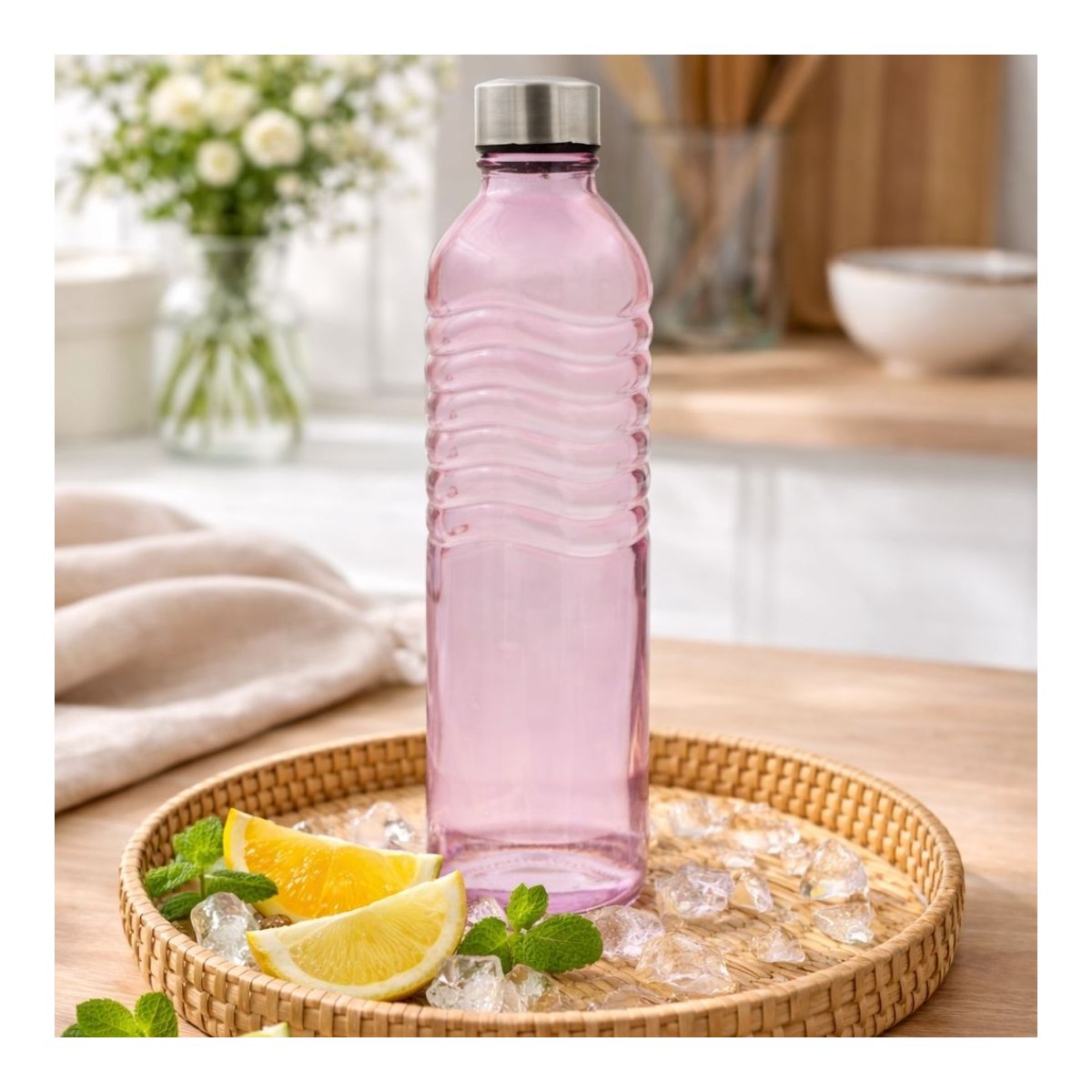 Bouteille rose en verre coloré, GLOUPOP