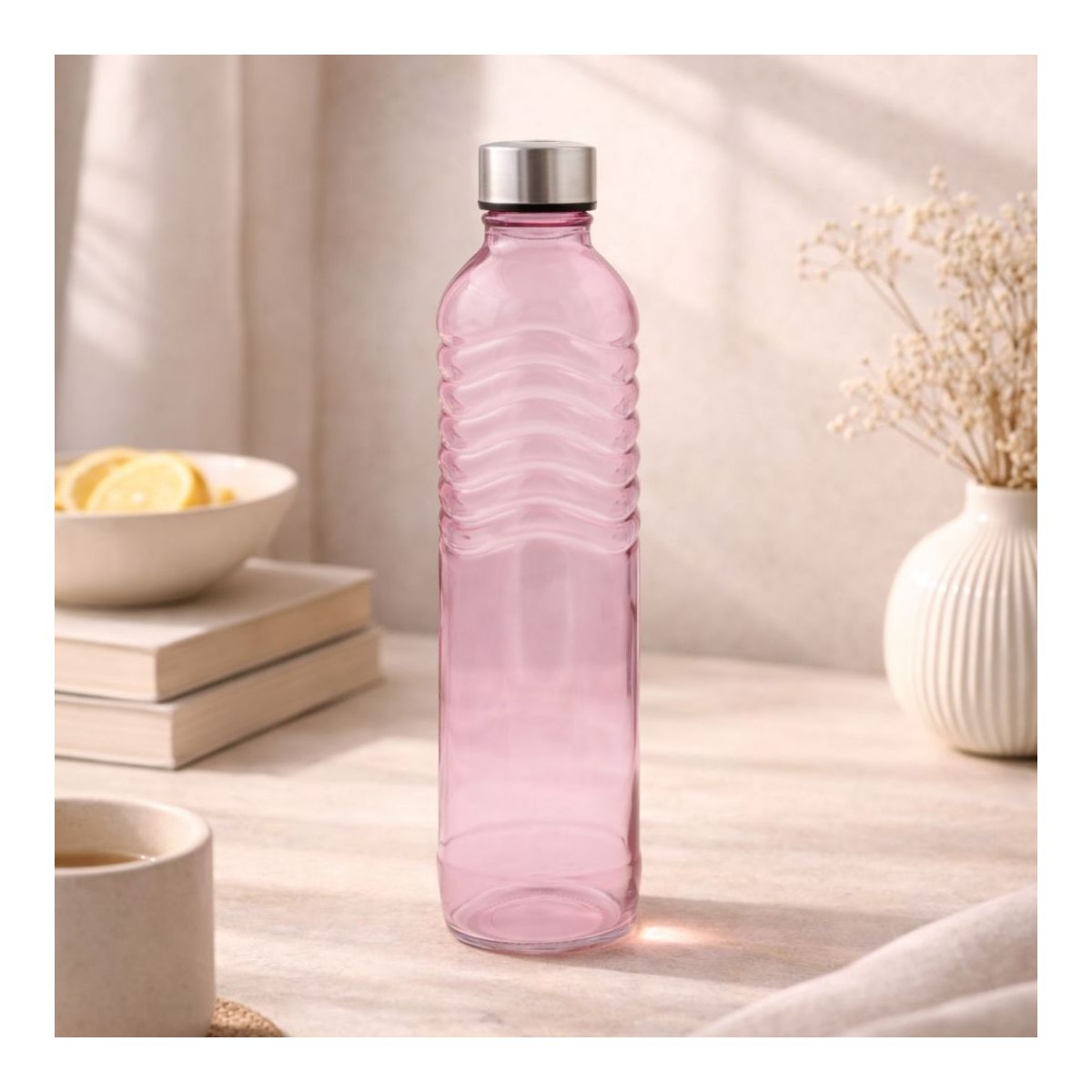 Bouteille rose en verre coloré, GLOUPOP