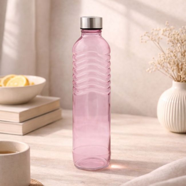 Bouteille rose en verre coloré, GLOUPOP