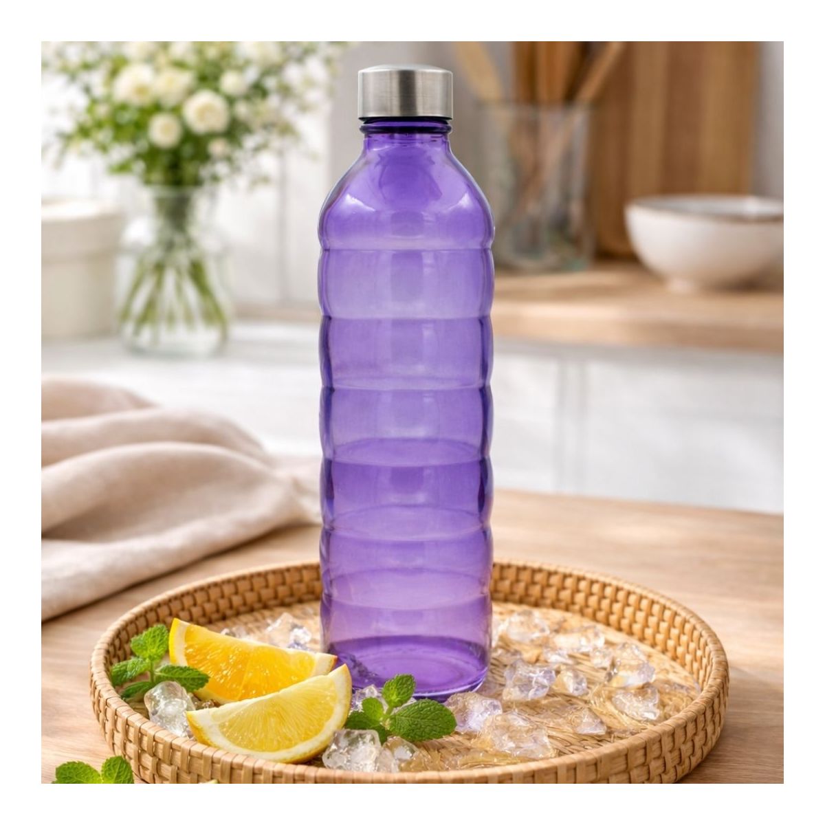 Bouteille violette en verre coloré, GLOUPOP